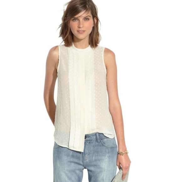 Madewell Natural Silk Cream Pintuck Pleated Tank - Picture 1 of 6